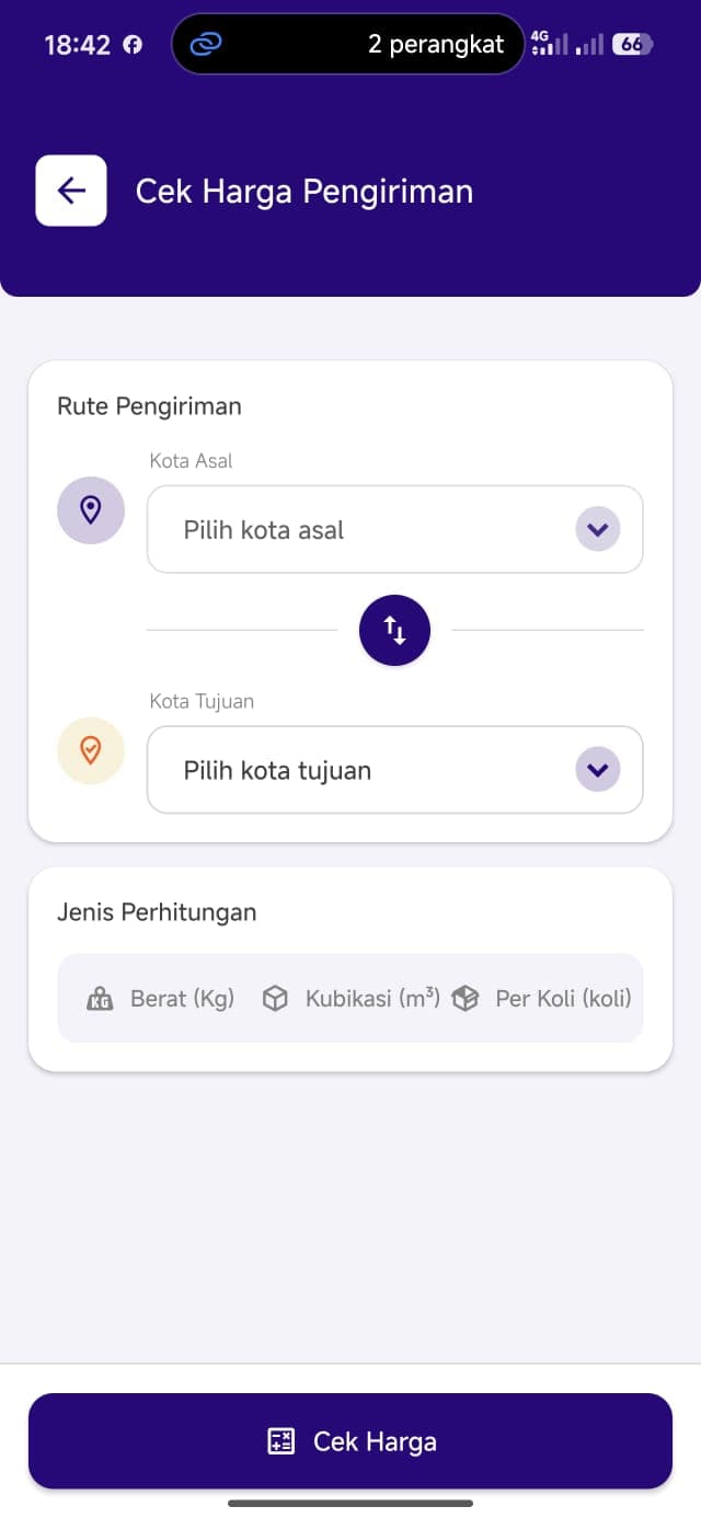 Cek harga pengiriman